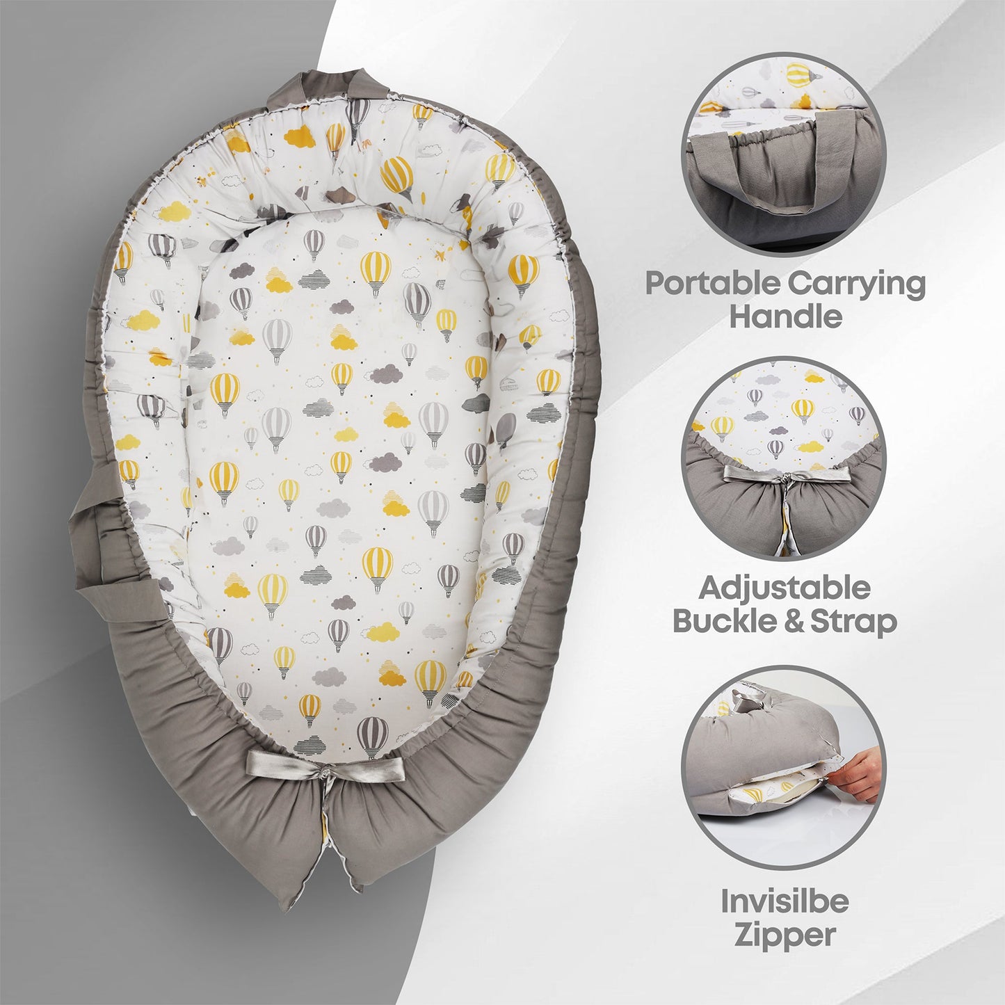 Baby Nest Lounger – Portable Co-Sleeper for Newborns | Breathable,