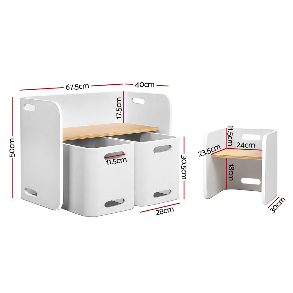 Keezi 3PCS Kids Table and Chairs Set Multifunctional Storage Desk