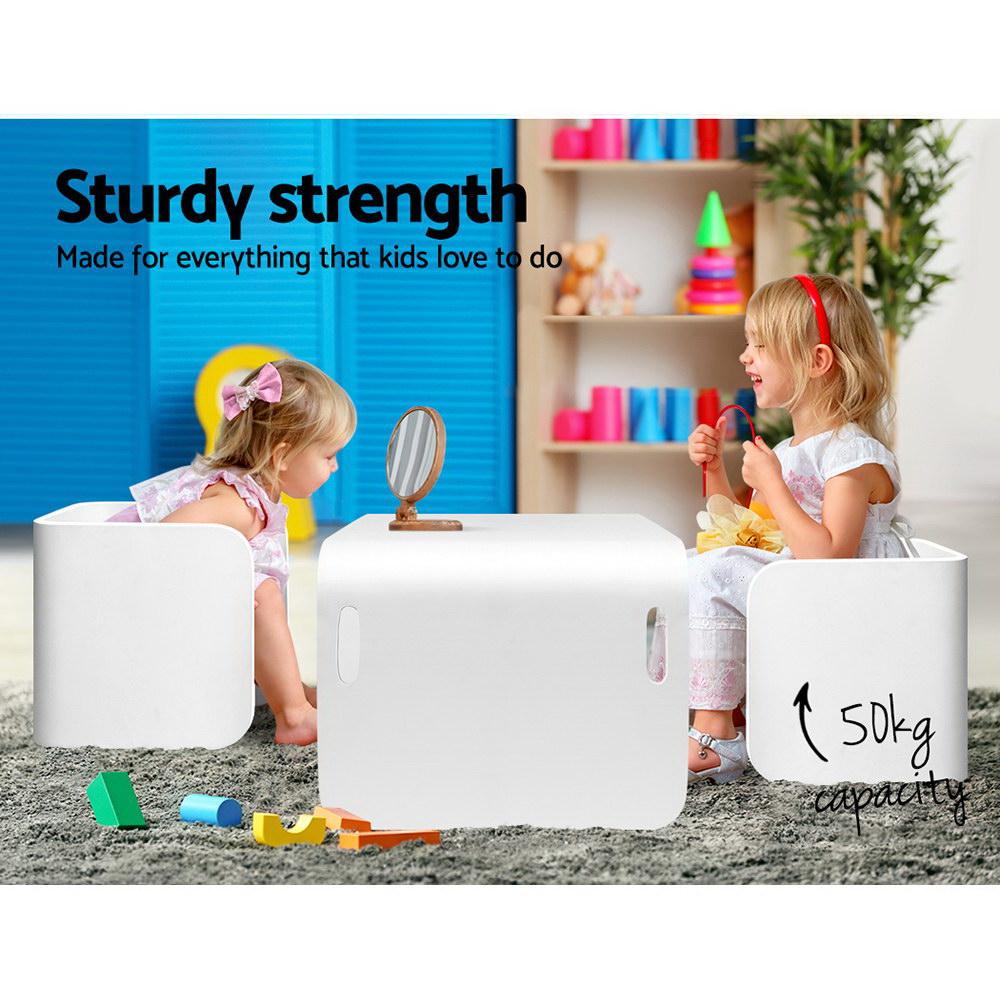Keezi 3PCS Kids Table and Chairs Set Multifunctional Storage Desk