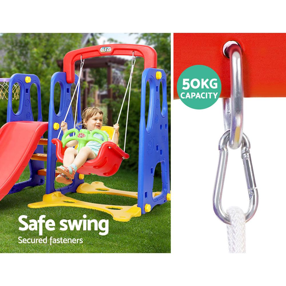 Keezi Kids Slide Swing Set Basketball Hoop Outdoor Playground Toys