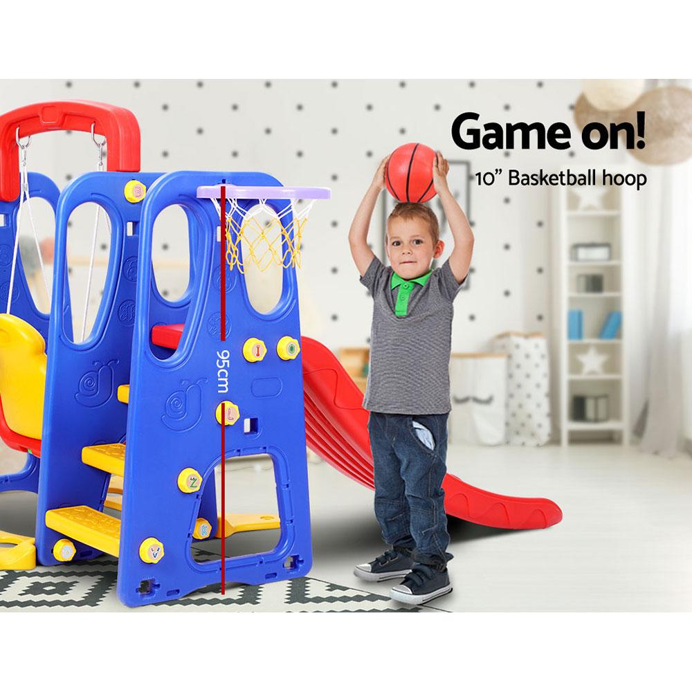 Keezi Kids Slide Swing Set Basketball Hoop Outdoor Playground Toys