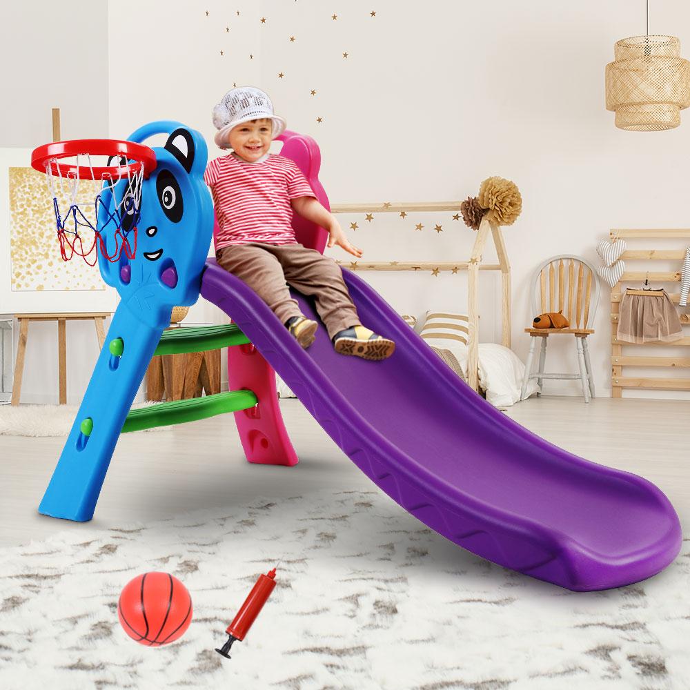 Keezi Kids Slide Set Basketball Hoop Indoor Outdoor Playground Toys