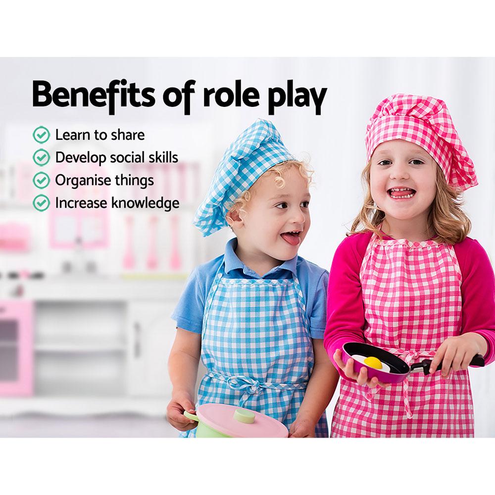 Keezi Kids Kitchen Play Set Wooden Pretend Toys Cooking Children