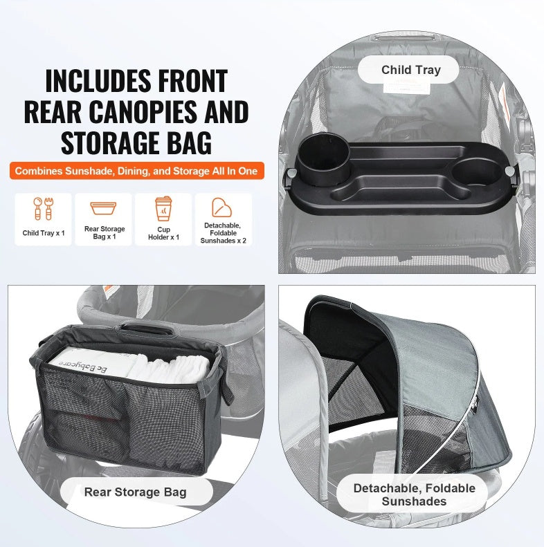 All-Terrain Stroller Wagon, 2 Seats Foldable Expedition 2-in-1