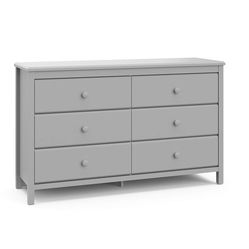 Pebble Gray 6 Drawer Double Dresser Nursery