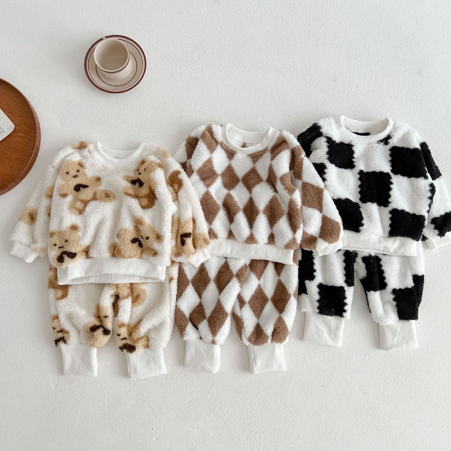 Baby Fashion Pattern Double-Sided Fleece Long Sleeve Sets