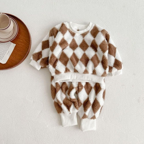 Baby Fashion Pattern Double-Sided Fleece Long Sleeve Sets