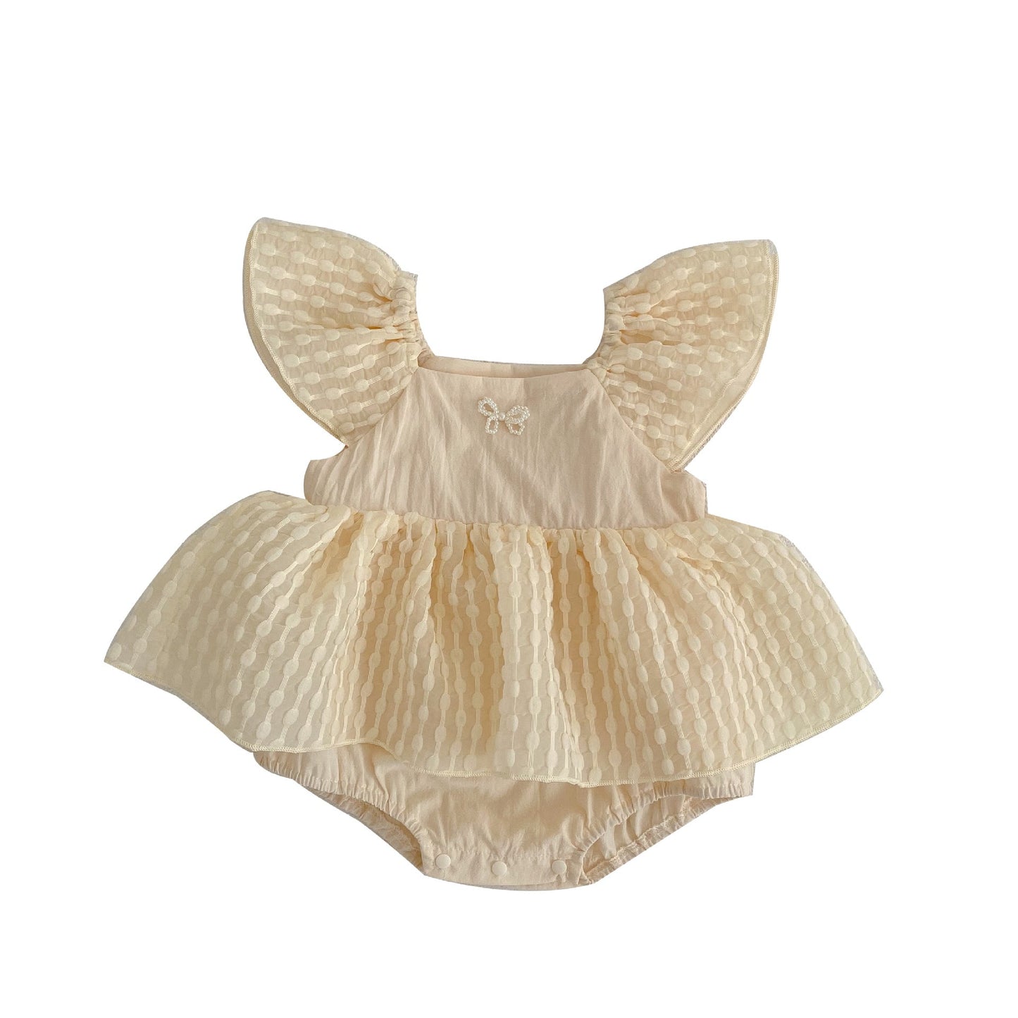 Baby Girl Solid Color Mesh Patchwork Square Neck Pirncess Dress