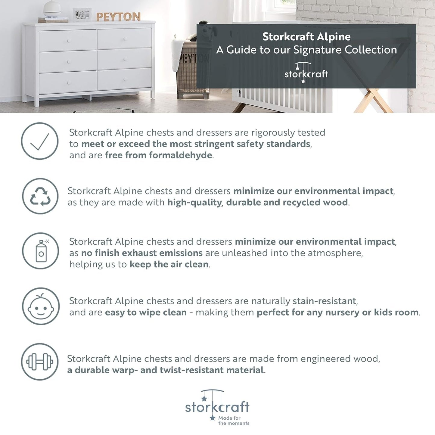 Pebble Gray 6 Drawer Double Dresser Nursery