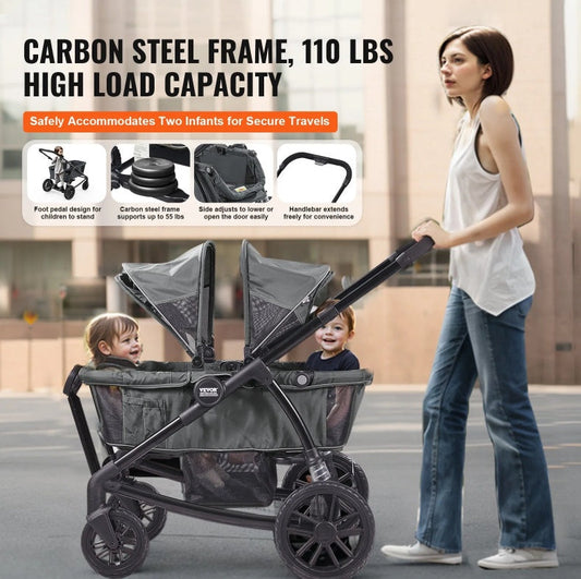 All-Terrain Stroller Wagon, 2 Seats Foldable Expedition 2-in-1