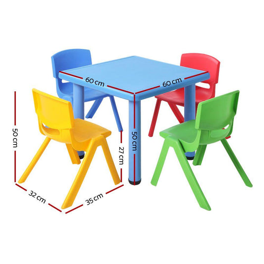 Keezi 5PCS Kids Table and Chairs Set Children Study Desk Furniture