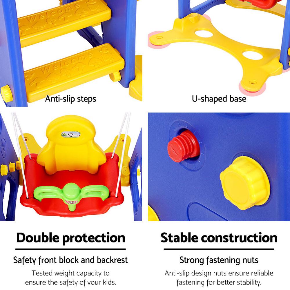 Keezi Kids Slide Swing Set Basketball Hoop Outdoor Playground Toys