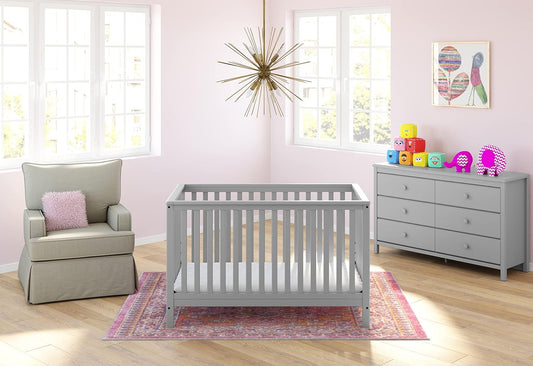 Pebble Gray 6 Drawer Double Dresser Nursery
