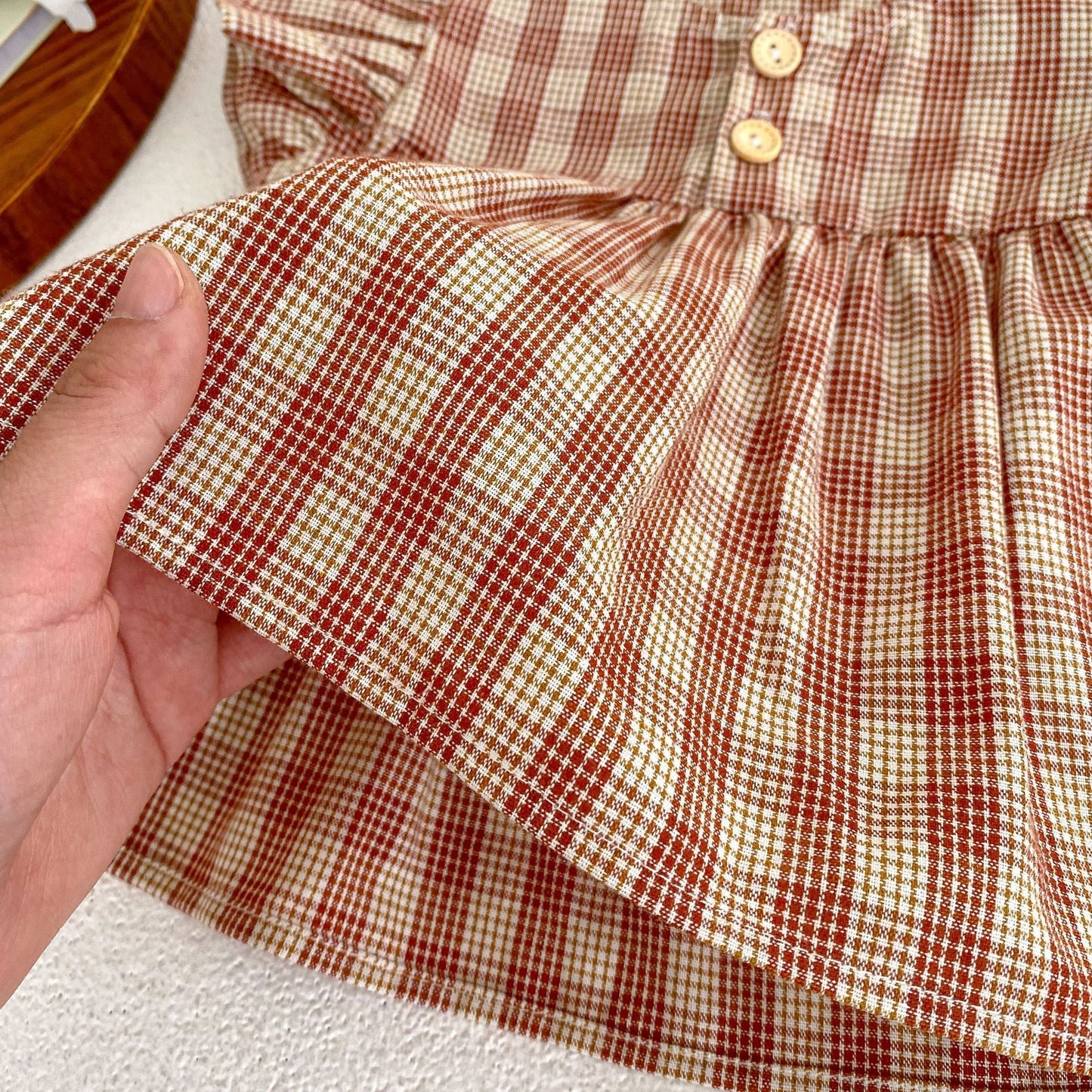 Baby Girl Plaid Pattern Short Sleeve Tee With Shorts Sets